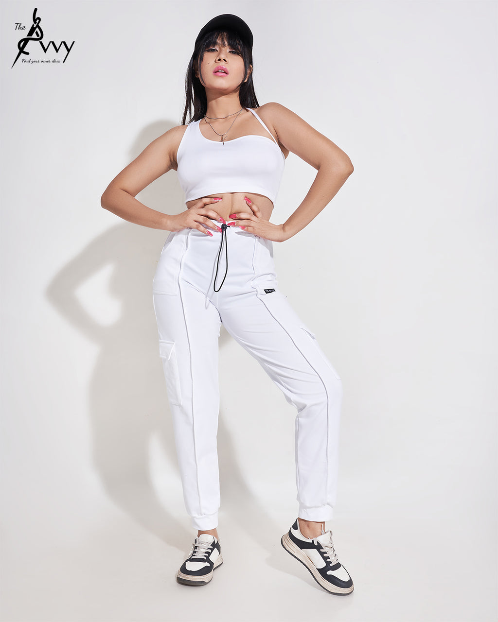 Porcelain One Shoulder Top and Sweat Pant