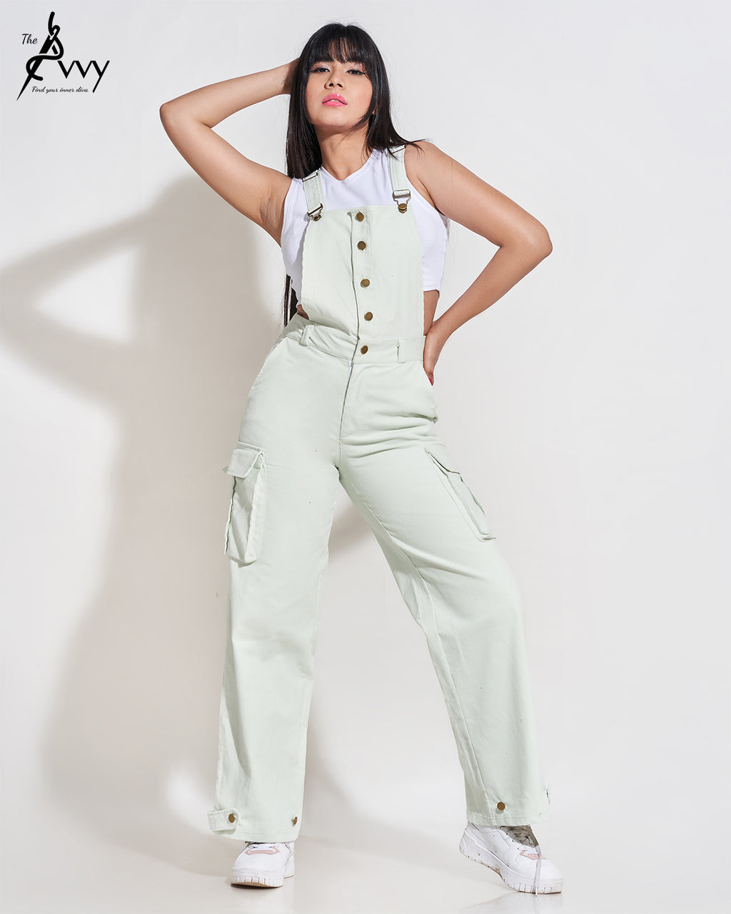 Hint Of Mint Overall Cargo Jumpsuit Without Top