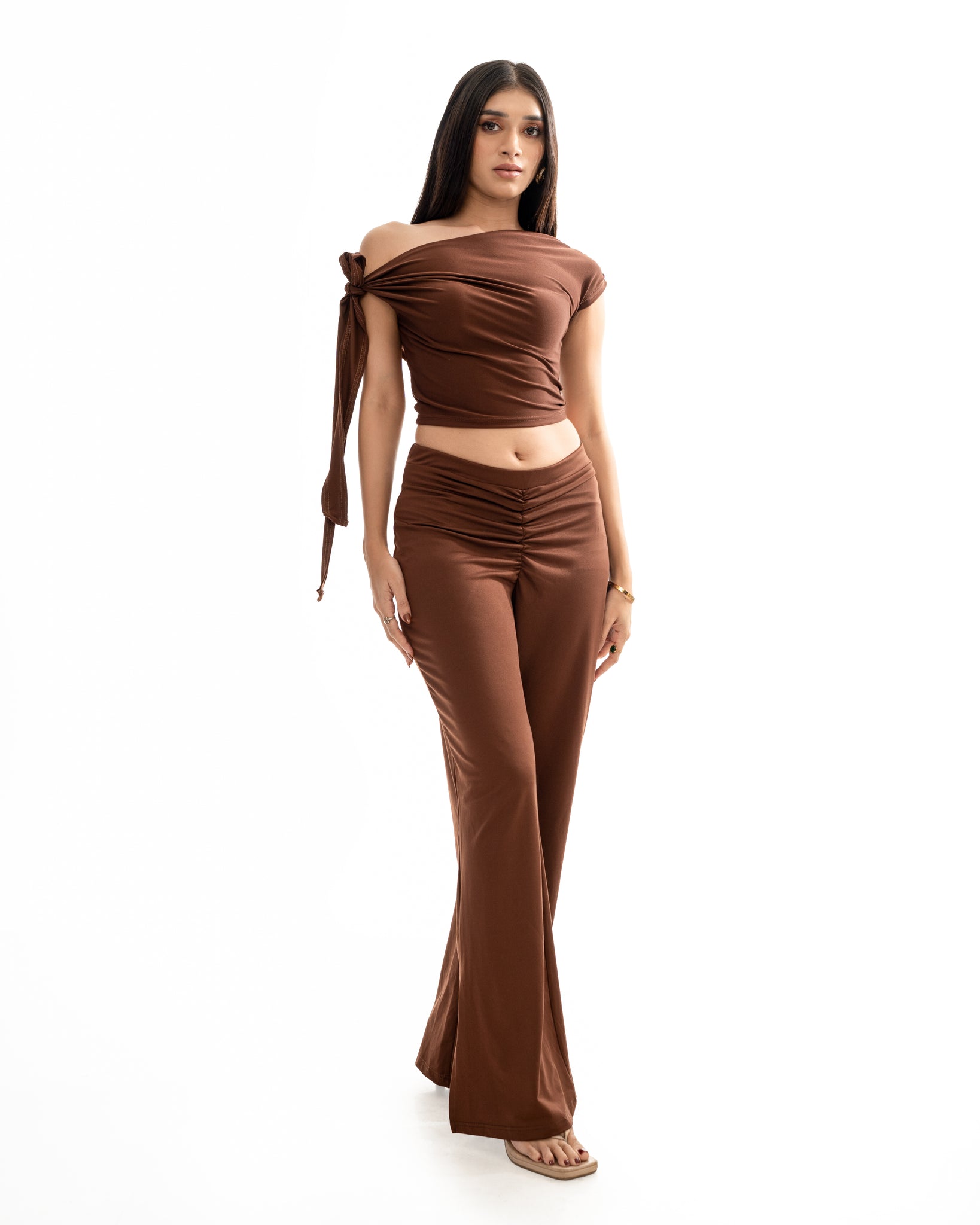 Chic in Choco Mid Waist Flared Pants