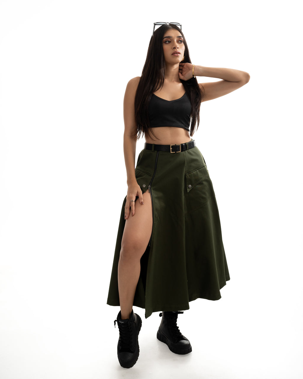 Olivia Zipper Pocket A-Line Skirt