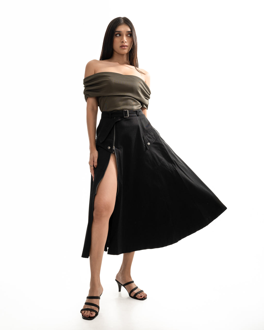 Priscilla Zipper Pocket A-Line Skirt