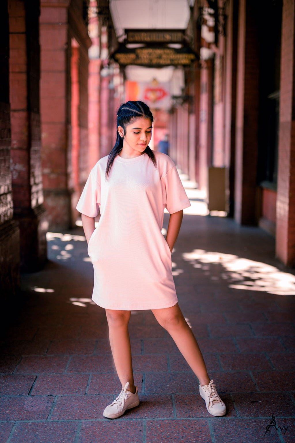 Blush Drop Shoulder Tee Dress