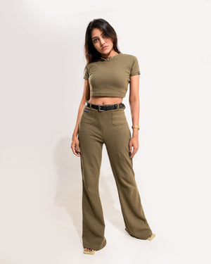 Frenchy Crop Tee & Flare Leg Pants