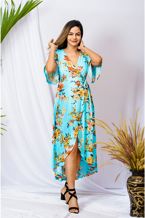 Wraparound Floral Maxi Dress