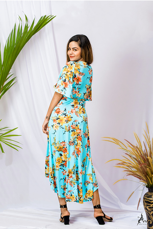 Wraparound Floral Maxi Dress