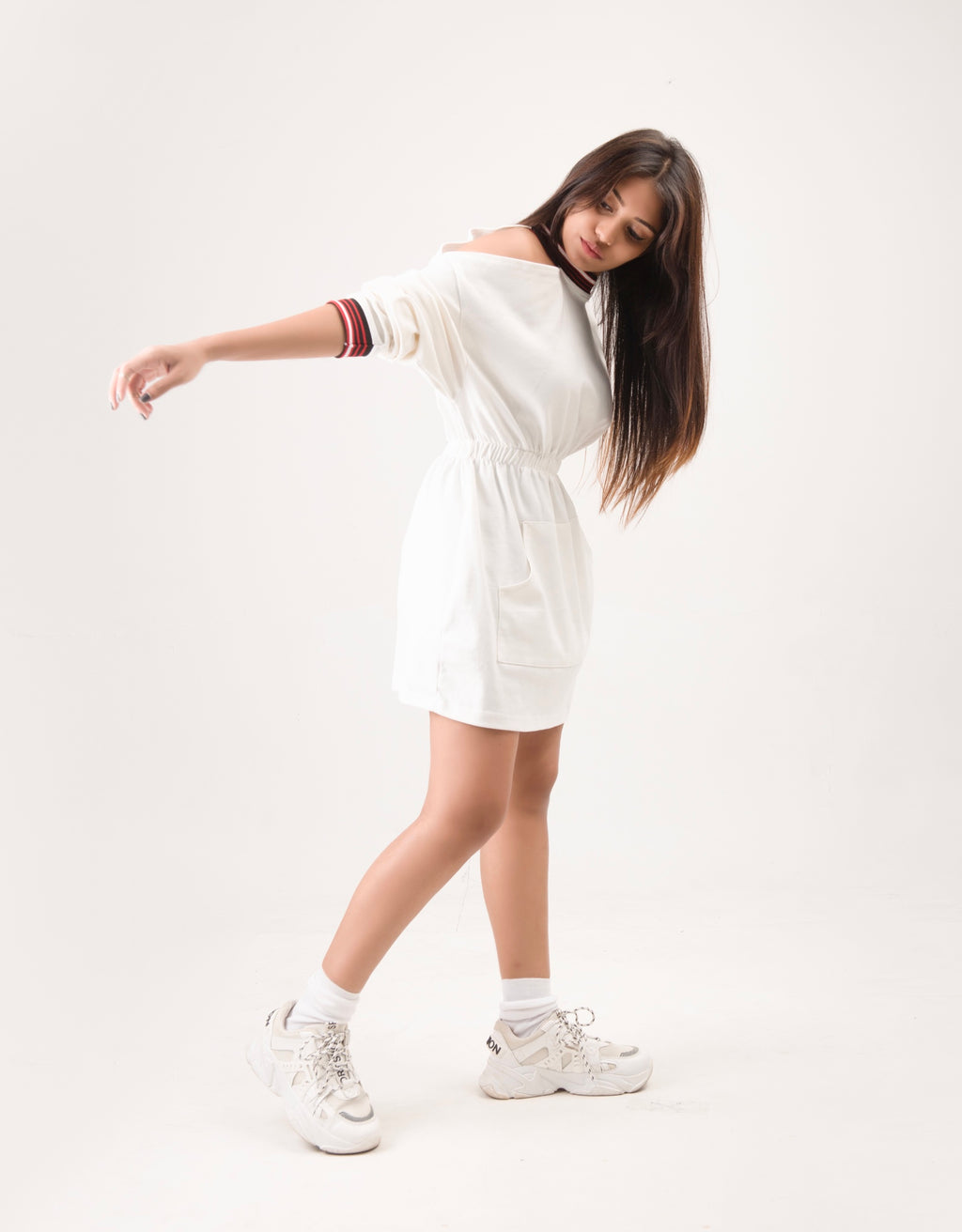 Flutter Cut Out Cold Shoulder Dress